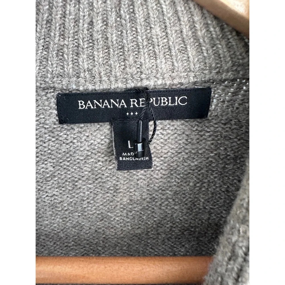 Banana Republic Mens Shawl Collar Cardigan Sweater Beige Oatmeal Large Grandpa